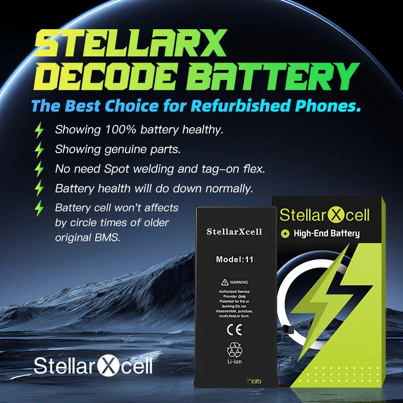 StellarXcell Decode Battery No need spot-weldind for iPhone11proMax 12pro 13promax 14promax 15Promax  BMS board 0 cycles battery
