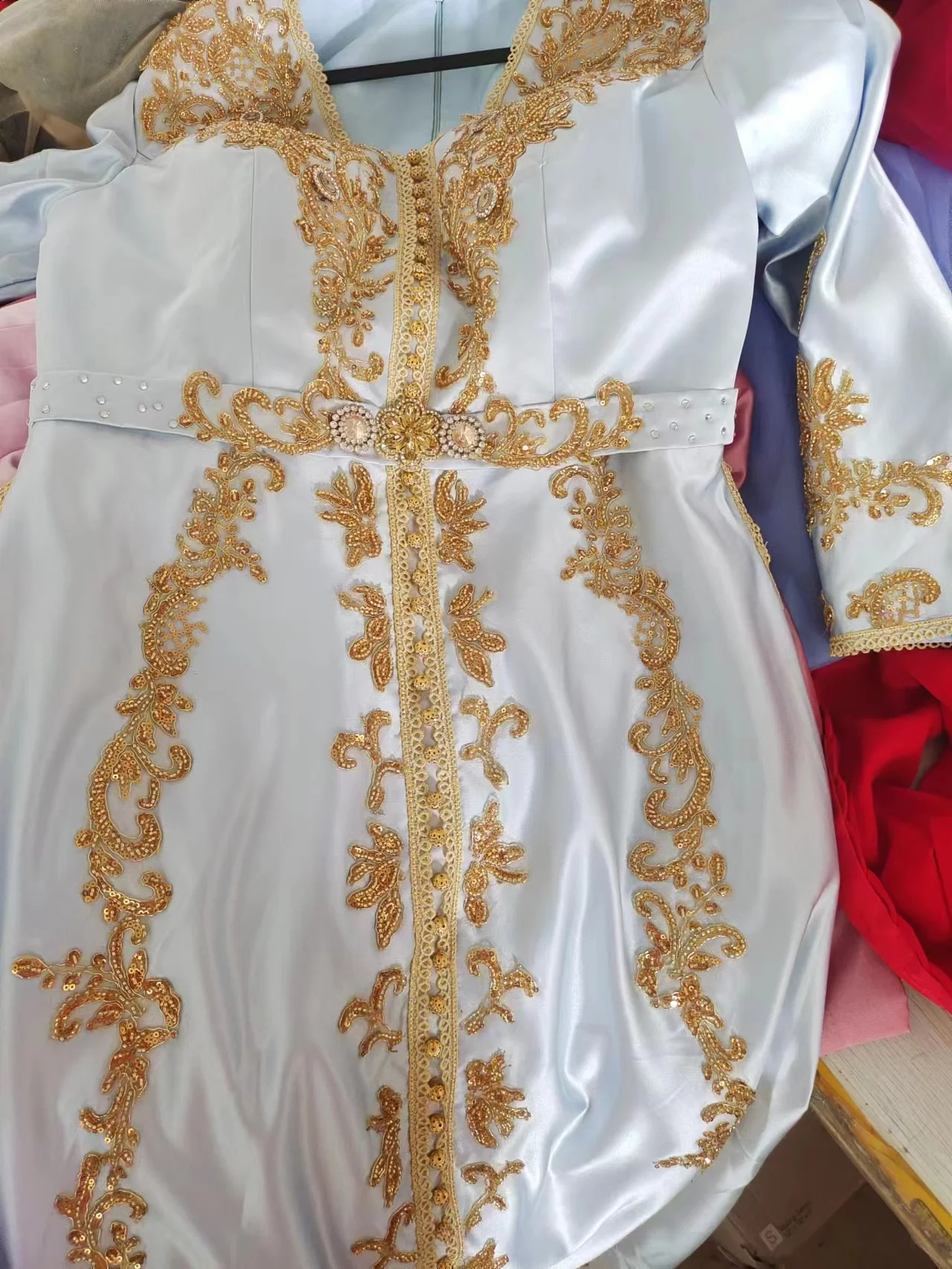 ที่กําหนดเองโมร็อกโก Caftan ชุดราตรีลูกปัดมือทํางานมุสลิมชุดราตรีอาหรับ Abaya อย่างเป็นทางการ Robe de Soireeе