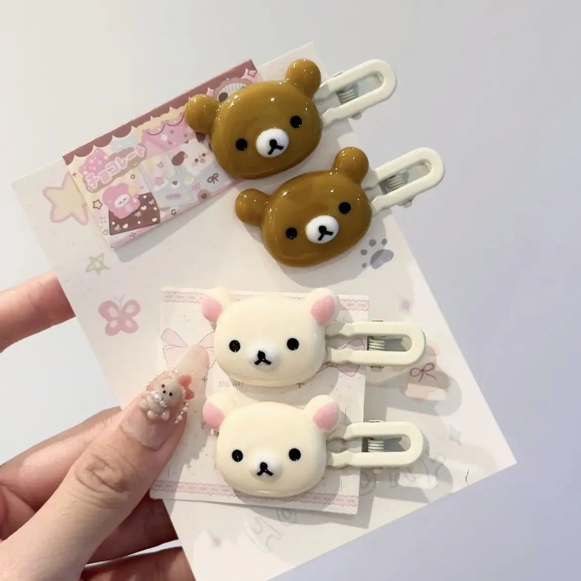 Заколки для волос Rilakkuma для девочек Kawaii Relax Bear, заколка для волос, женская заколка с челкой, модная заколка в виде утконоса, детские украшения для волос, подарок
