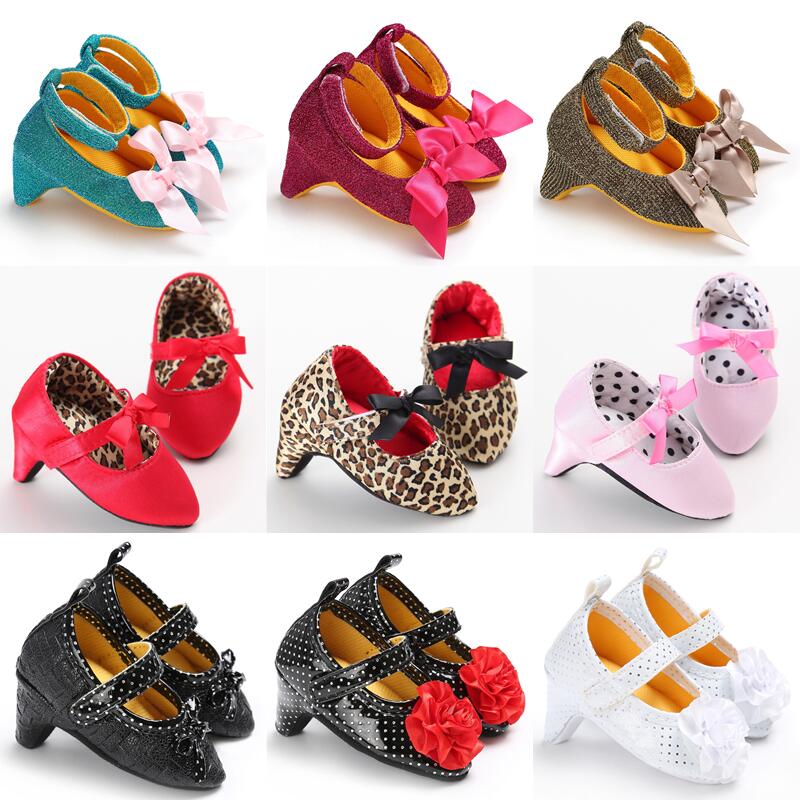 Klasyczne mody noworodka buty antypoślizgowe buty z tkaniny dziewczyny wysokie obcasy eleganckie buty na co dzień księżniczki