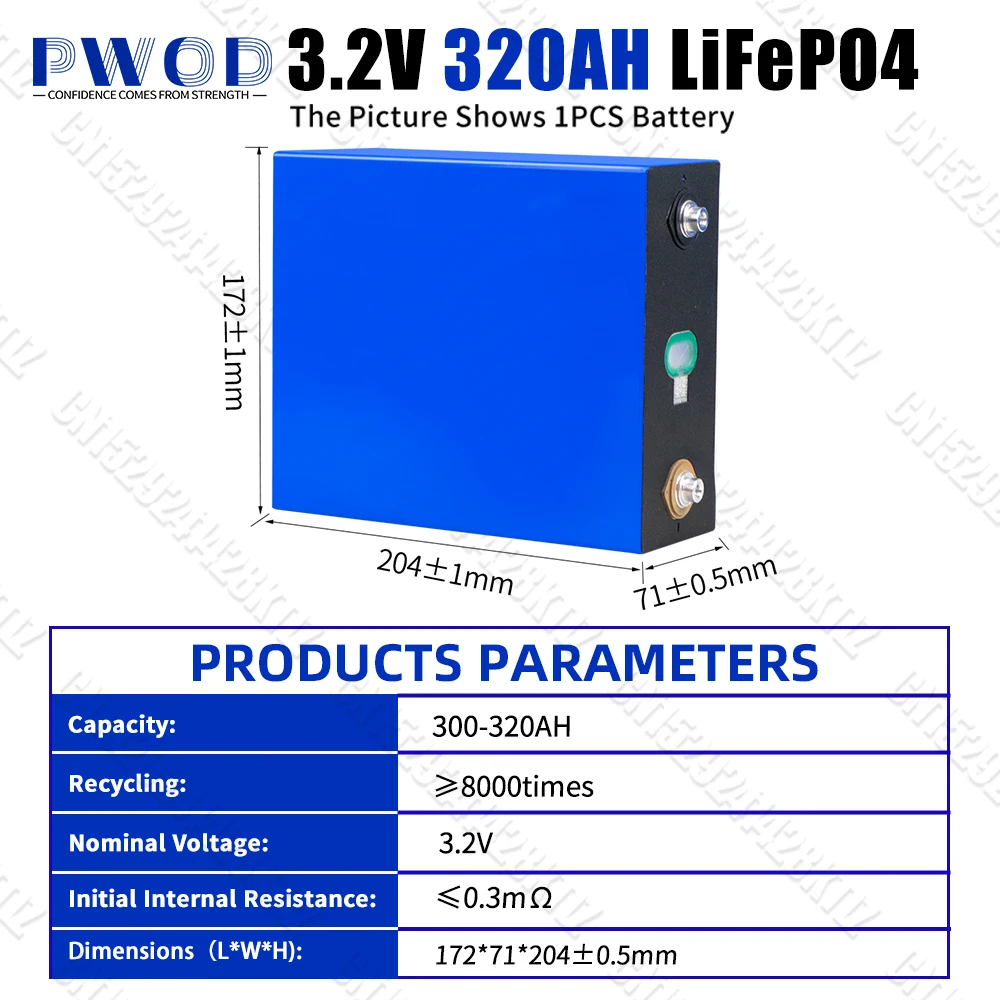 Akumulator Lifepo4 klasy A 3.2V 320AH Akumulator litowo-żelazowo-fosforanowy DIY 12V 24V 48V do łodzi kempingowych Wózek golfowy RV Wózek widłowy