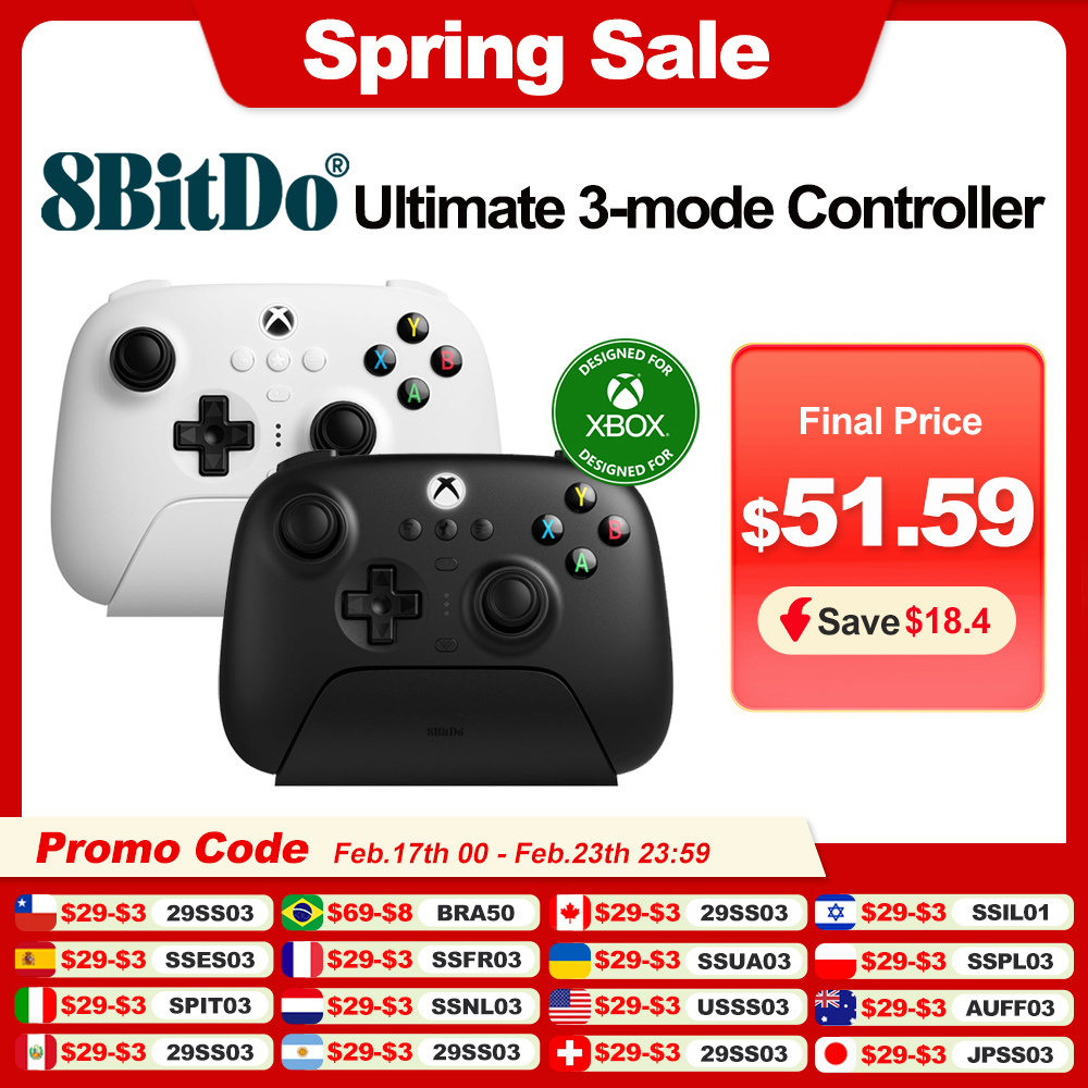 8BitDo Ultimate 3-mode Gaming Controller for Xbox, Hall Effect Joysticks, Compatible Windows, and Android