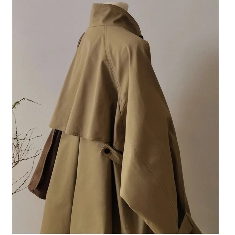 Manteau à col double couche pour femme, veste avec doublure, fouet à la mode, conception pour les abonnés aux documents, automne, nouveau, 2023
