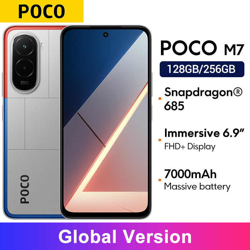 Versión global POCO M7 Snapdragon ®   685 Smartphone 5G 6.9" 144Hz FHD+ DotDisplay Cámara 50MP 7000mAh Batería 33W Carga rápidaNFC