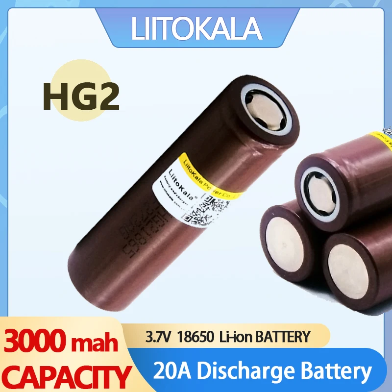 LiitoKala 100% nuevo HG2 18650 3000mAh batería recargable 18650HG2 3,6 V descarga 20A Max 35A baterías de energía