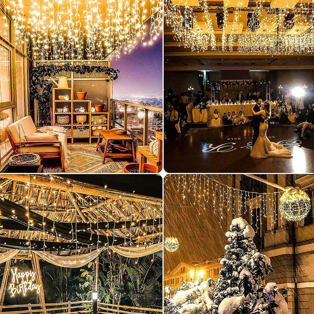 3.5M/7.5M 160Leds 태양 고드름 문자열 조명 실내 야외 방수 크리스마스 장식 조명 마당 정원 파티 커튼 라이트