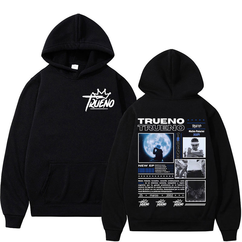 Rapper Trueno 앨범 커버 까마귀 남성 하라주쿠 힙합 펑크 록 후드 남성 여성 고품질 패션 캐주얼 양털 운동복