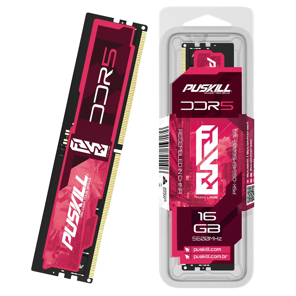 PUSKILL SICHERUNG DDR5 Memoria RAM 32 GB 16 GB 8 GB 1,1 V 4800 MHz 5600 MHz PC5 288-PIN Desktop UDIMM Speakon Speicher