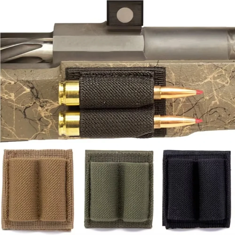 Tactical 2-Round Cartridge Holder Patch - Adhesive Hook Loop | Hunting Rifle M4 Shotgun Bullet holder