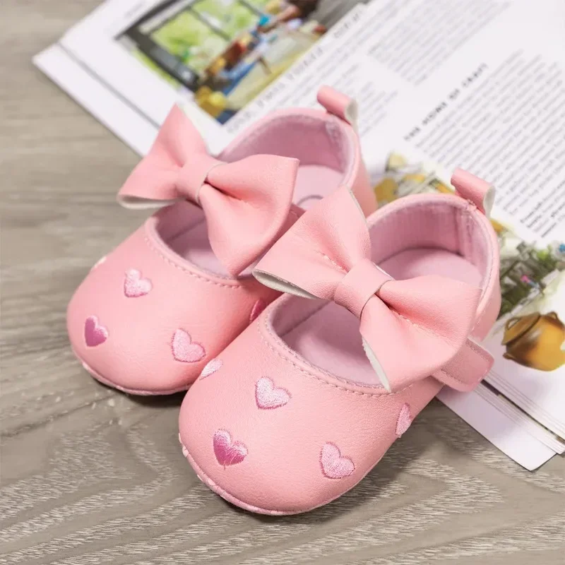 Bebê meninas 0-18 meses indoor primeiro walker sapatos sola de algodão macio antiderrapante clássico bordado bowknot gancho & loop botas infantis