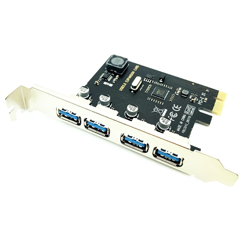 Tarjeta de expansión PCI-E USB 3,0 de 4 puertos PCI Express PCIe USB 3,0 adaptador HUB controlador USB3.0 de 4 puertos USB 3 0 PCI e PCIe Express 1X