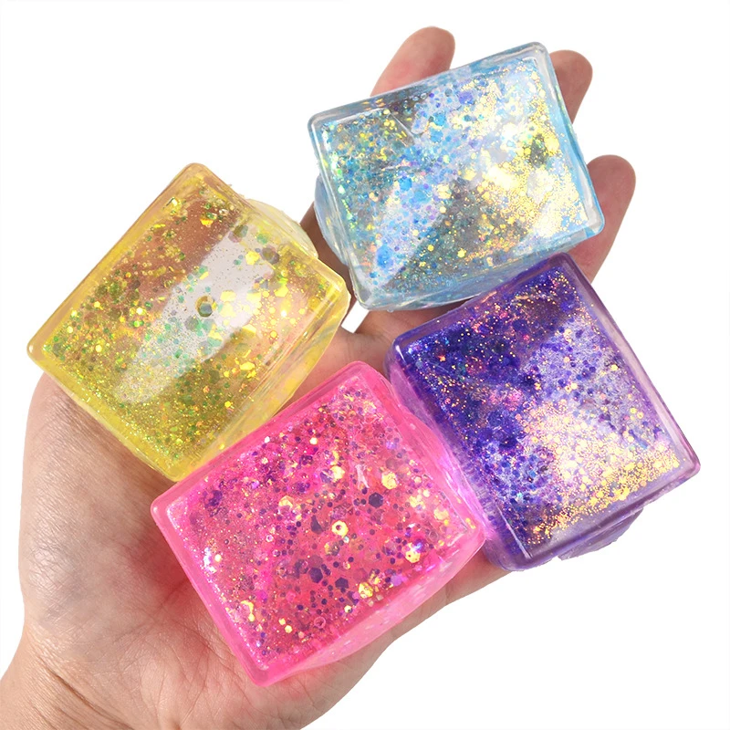 Maltose simulado tofu pequenos cubos de gelo anti estresse lento rebote luz polar colorido squeeze tpr bloco brinquedo de descompressão