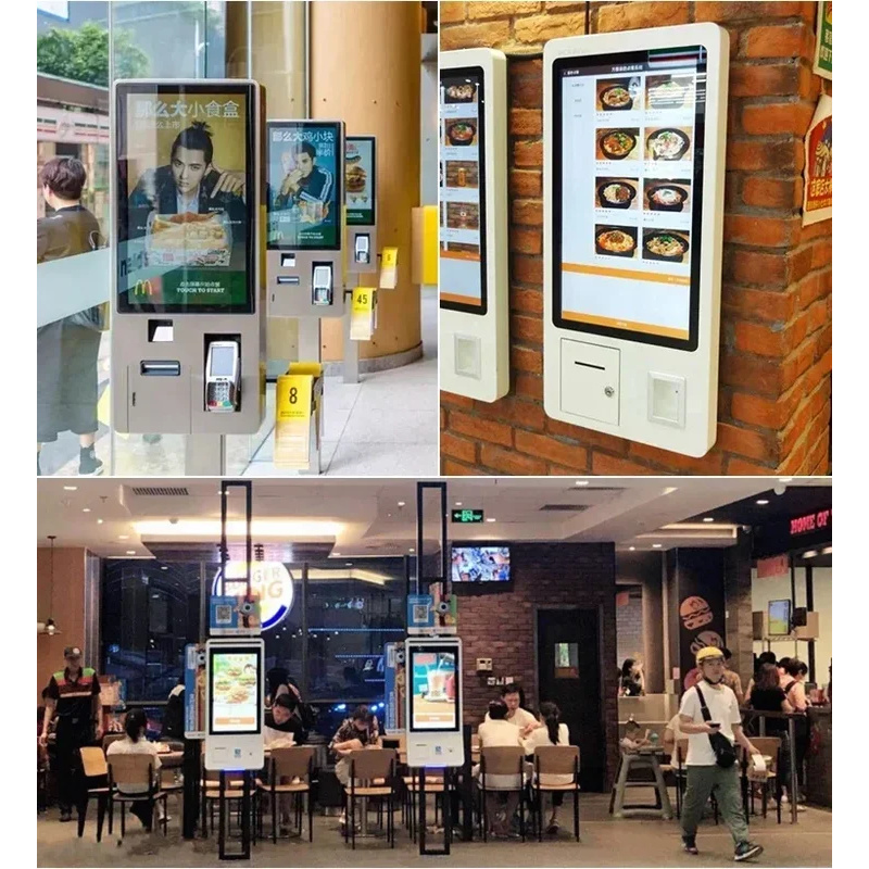 Totem Fast Food 21.5 24 32 inch Touch Screen POS Self order Machine Self Service Payment Ordering Kiosk for KFC/Restaurants