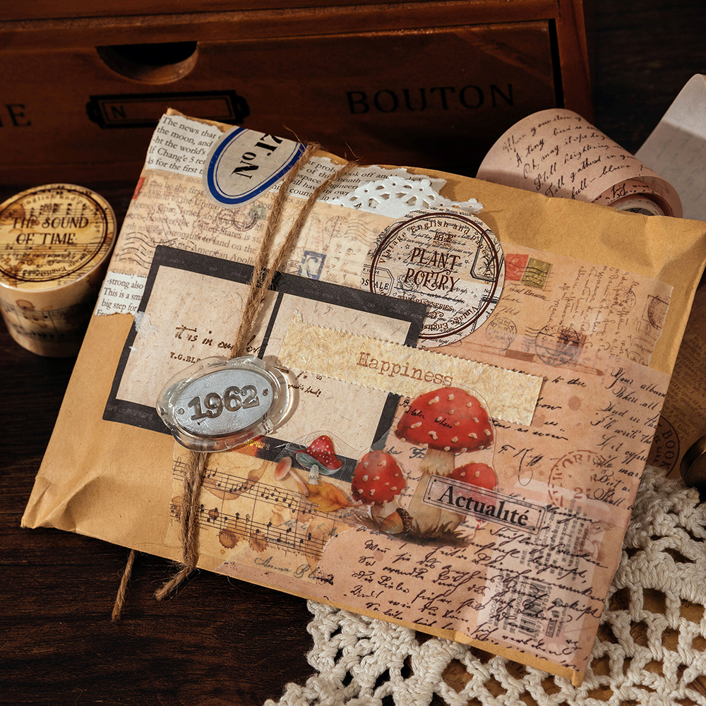 Bandes Washi Vintage 35cm, Cycle, bricolage, Scrapbooking, décor, Journal indésirable, Collage, papeterie artisanale, 30mm/40mm/50mm x 2m