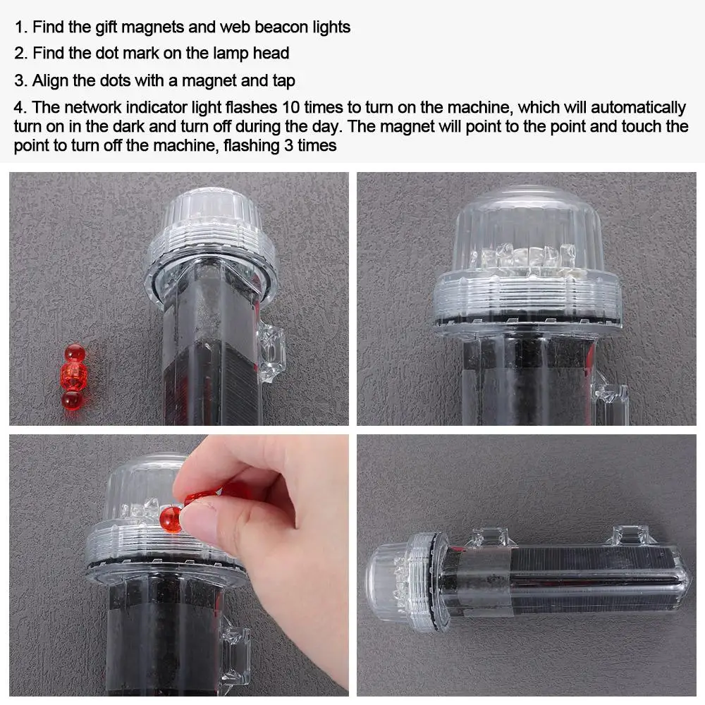 Solar Lamps Waterproof Solar Net Mark Light Solar Dual Mode Anchor Light Marine Navigation Light Outdoor High Quality