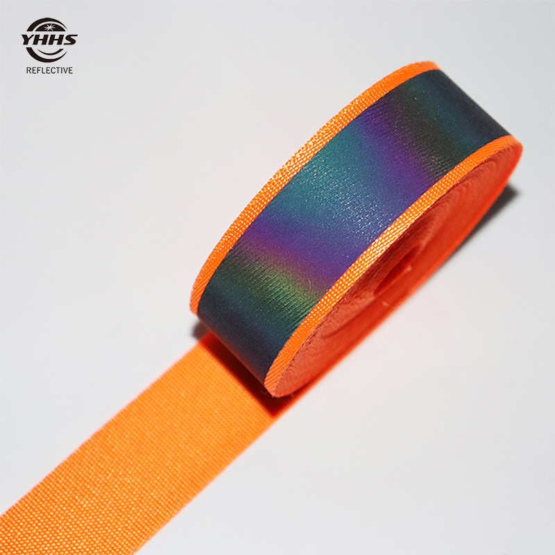 Nastro di Nylon arancione fluorescente ad alta visibilità arcobaleno fettuccia riflettente accessori per l'abbigliamento cucito sui vestiti cintura per animali domestici 5M