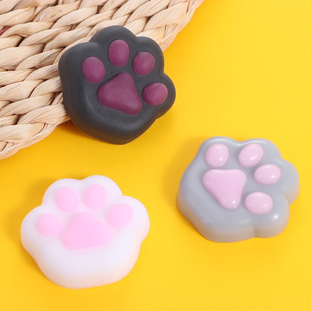 Cute Sensory Toy Mini Cat Paw Squeeze Toy Silicone TPR Cartoon Fidget Toy Fidget Toy 3D Pinch Decompression Toy Kids Tricky Doll