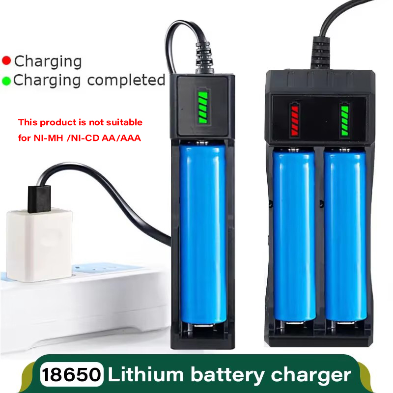 18650 Battery Charger 1/2/4 Slots Dual 18650 Charging 3.7V  Rechargeable Lithium Battery USB Charger For 16340 14500 18650