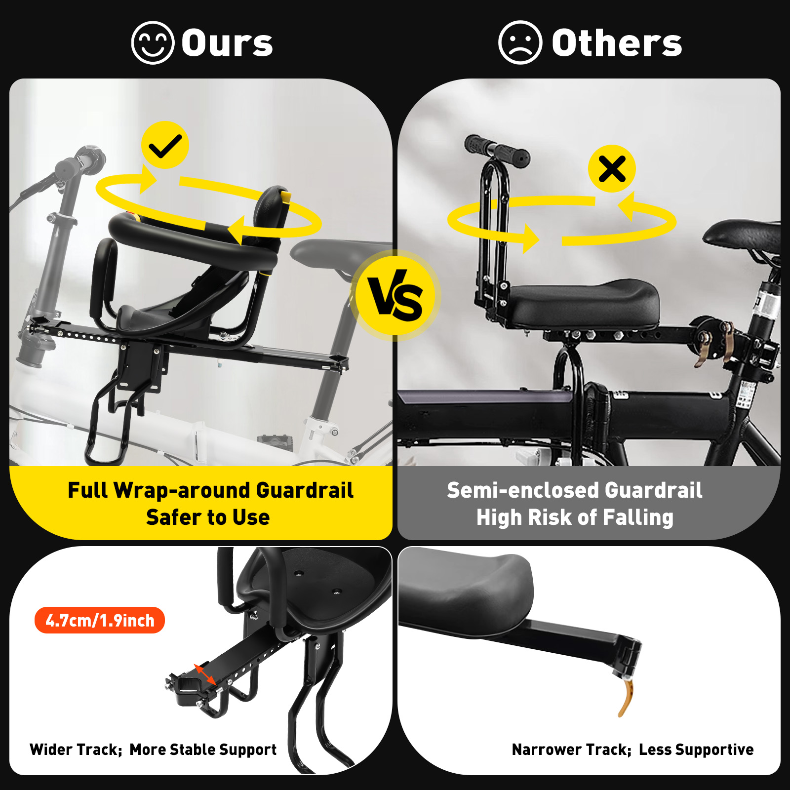 Chaise de vélo portable pour bébé, siège de sécurité pour enfant en bas âge, montage frontal Electrolux