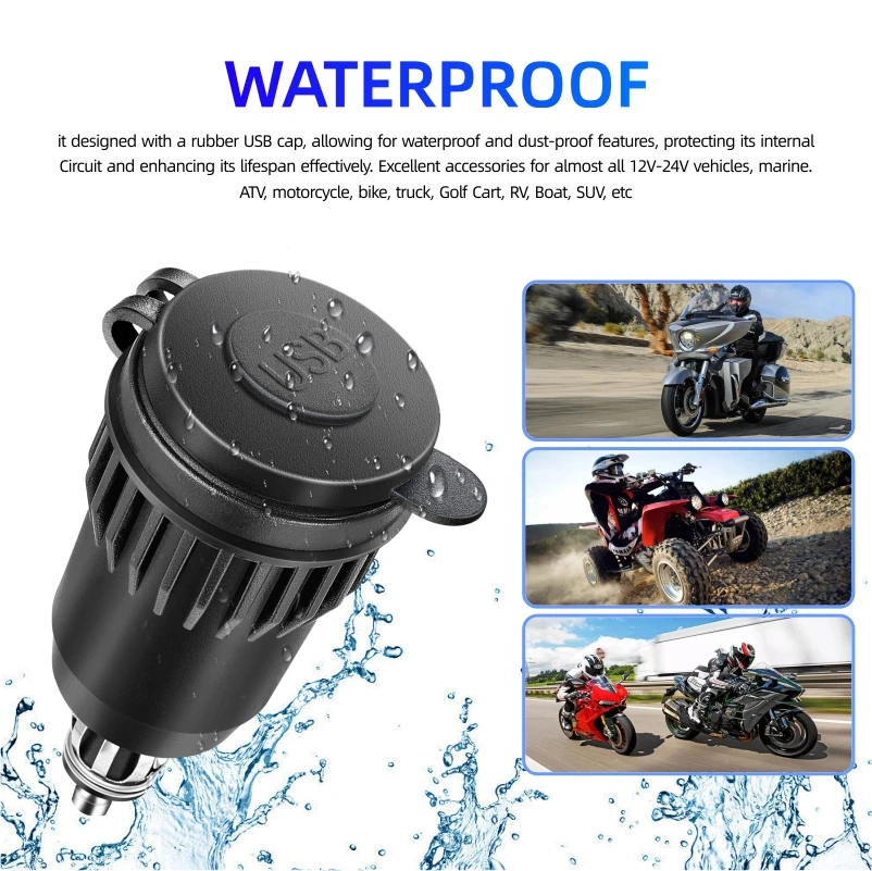 Enchufe QC 3,0 para motocicleta, 12v a usb c, enchufe europeo, adaptador de carga rápida USB C, enchufe DIN Hella para motocicleta, toma de corriente para BMW