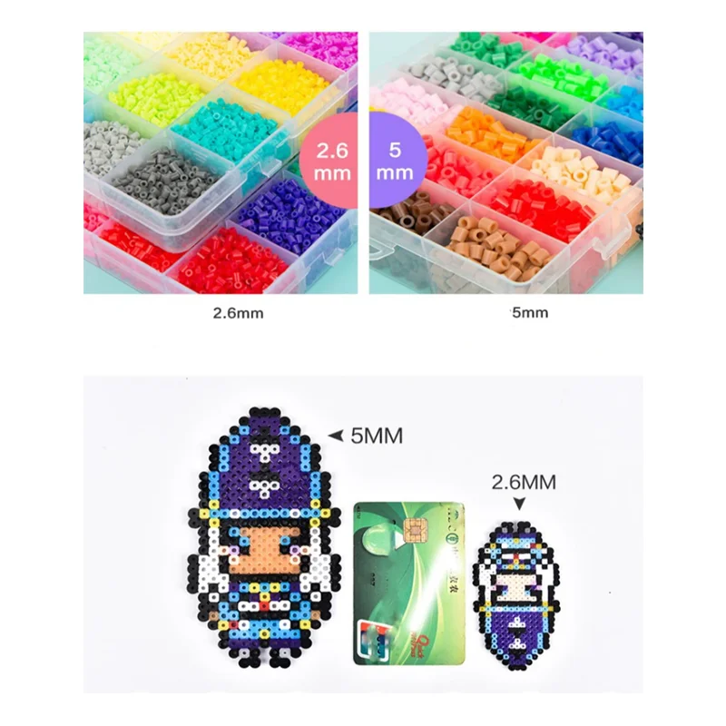 72 สี 5 มม./2.6 มม.ชุดละลายลูกปัด Pixel Art ปริศนา Hama ลูกปัด DIY 3D ปริศนา Handmade ของขวัญฟิวส์ลูกปัดชุดลูกปัดเหล็กของเล่น