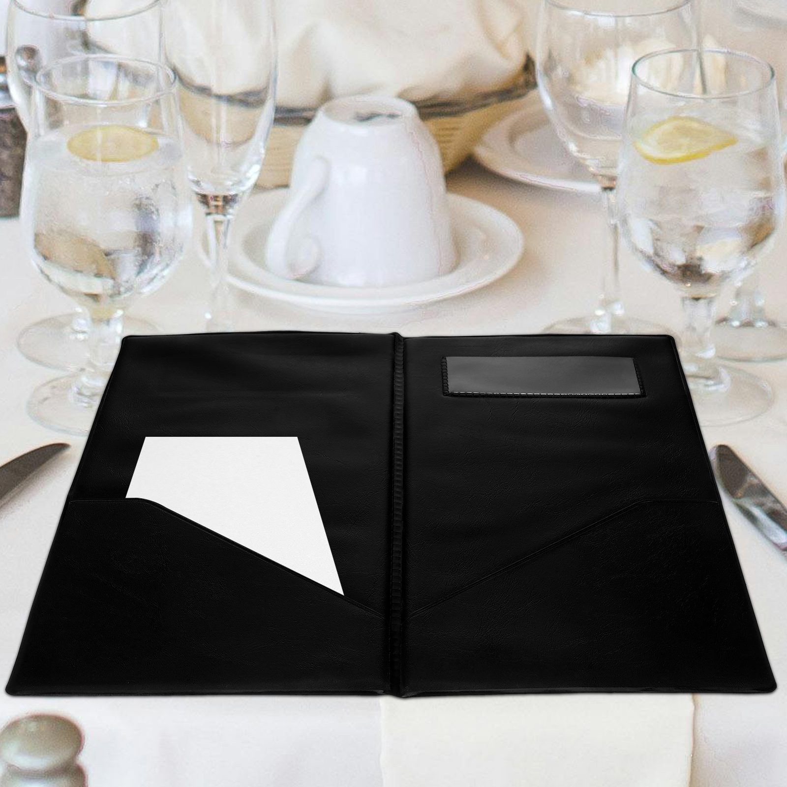 1Set Gast Karte Halter Schwarz PVC Menü Display Ordner Restaurant Service Rechnung Präsentation Küche Ticket Organizer