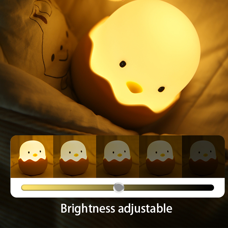 Guscio de ovo frango luz da noite dos desenhos animados led luz quarto crianças toque luz ajustável recarregável luz quente atmosfera
