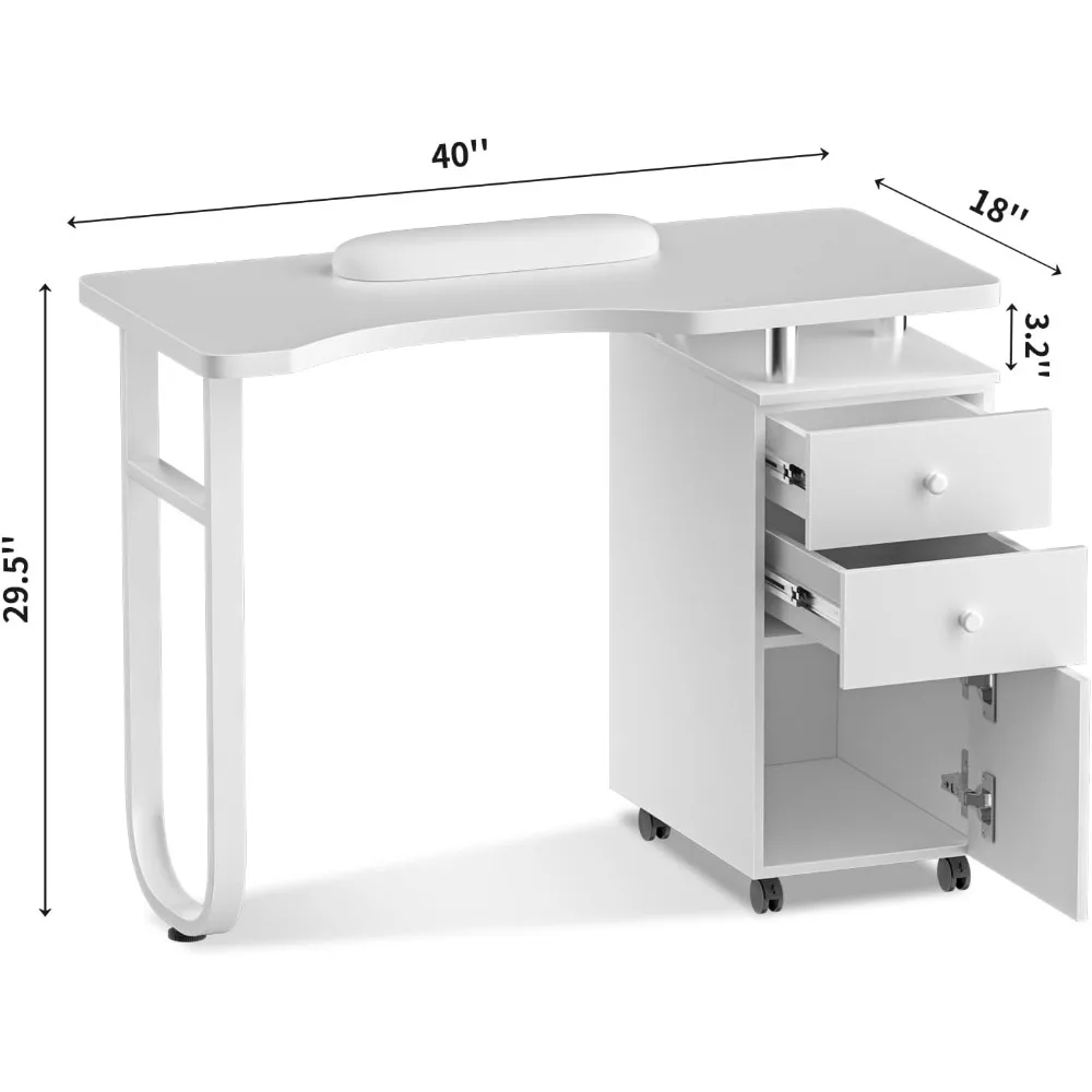 Professional acetone resistant nail table with drawers