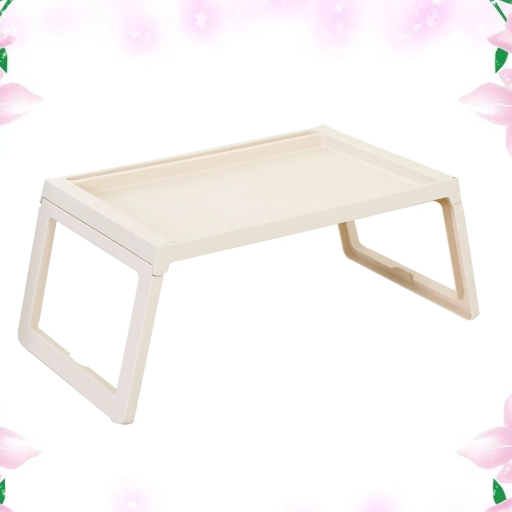 Laptop Stand Bed Folding Bedside Table Desk Foldable Computer Breakfast Beige Student Study  Work Laptop for Breakfast Desk