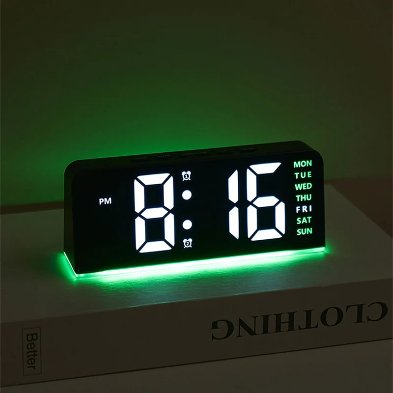 7'' LED Digital Alarm Clock Table Clock Three-Level Adjustable Brightness Dimmer/Dual Alarm/Temp/Date/Night Light for Bedrooms