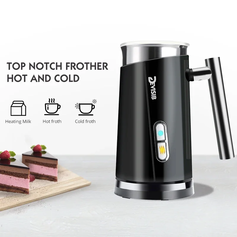 DEVISIB 3 in 1 電動ミルク泡立て器,300ml,自動,ホットおよびコールドフォーム,コーヒーメーカー,フラット,カプチーノ,マキ,チョコレート用