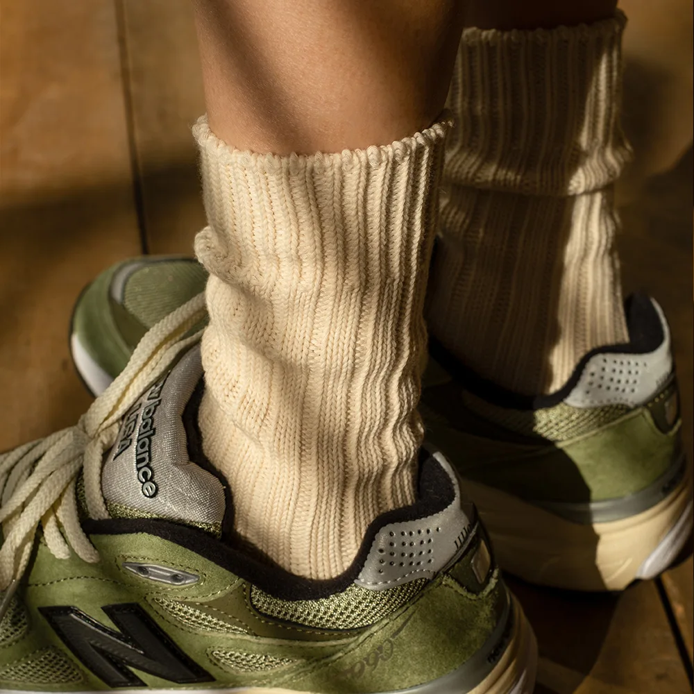 Calcetines de punto de hilo grueso para hombre, medias blancas Retro, calcetín masculino americano, algodón, corto, divertido, deportes, largo, regalo, nuevo, Otoño e Invierno