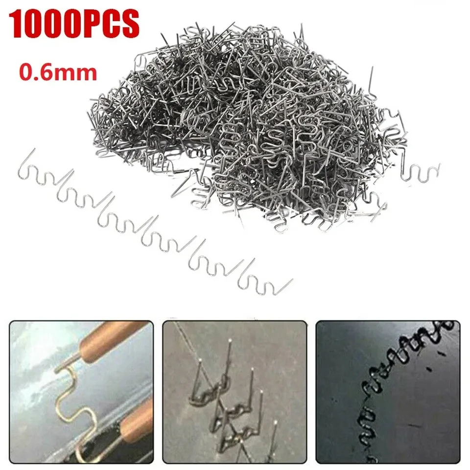 1000PCS 0.6mm Welding Nails S Wave Staples for Car Bumper Bodywork Plastic Repair Kit