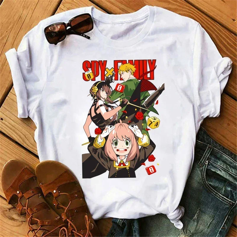 Anime Spy X Family Print T-shirt Wommen Japanese Harajuku Letnie koszulki z krótkim rękawem Topy Kawaii O-Neck T-shirt damski Top