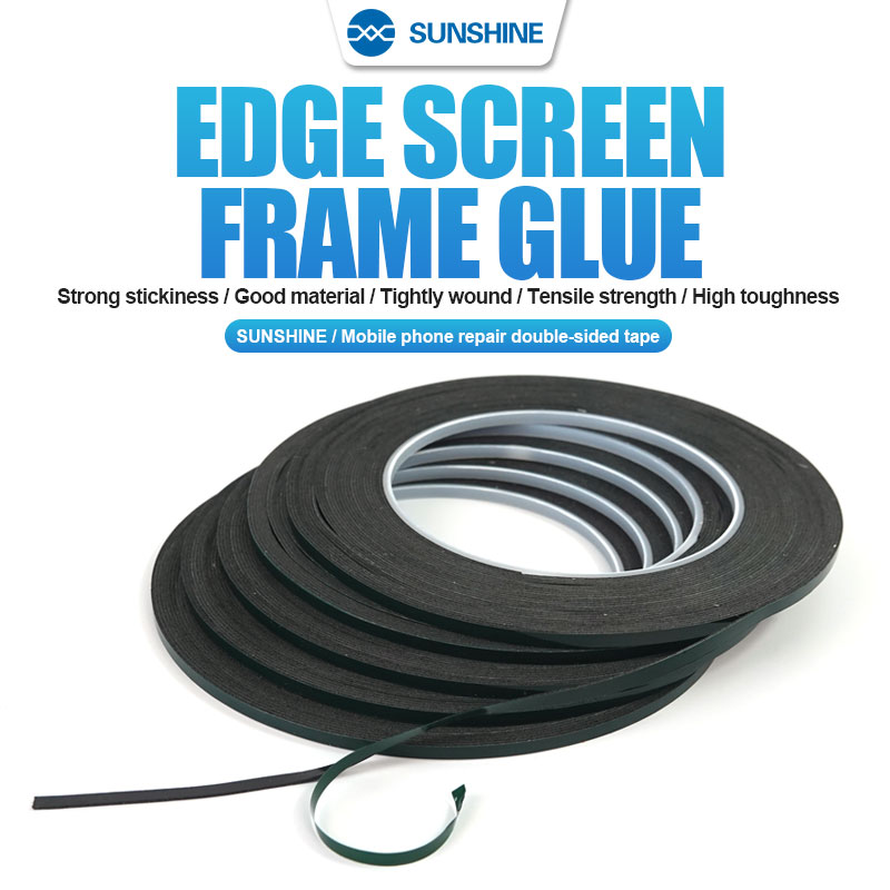 SUNSHINE 3MM Membrana Verde Espuma Preto Fita Dupla Face sem marcação ultrafina fita resistente à prova d'água para reparo de celular