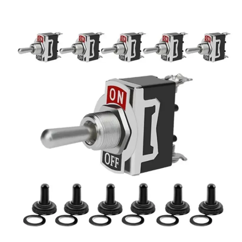 5 pçs resistente carro barco rocker interruptor de alternância 15a 250v 2pin spst ligar/desligar interruptores rocker com bota à prova dwaterproof água spst rocker interruptor