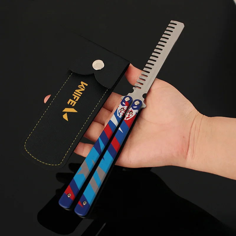 Valorant Weapon Yoru's Stylish Butterfly Comb Melee Game Peripheral 23cm Metal Balisong Trainer Model Weapon Gifts Toys for Boys