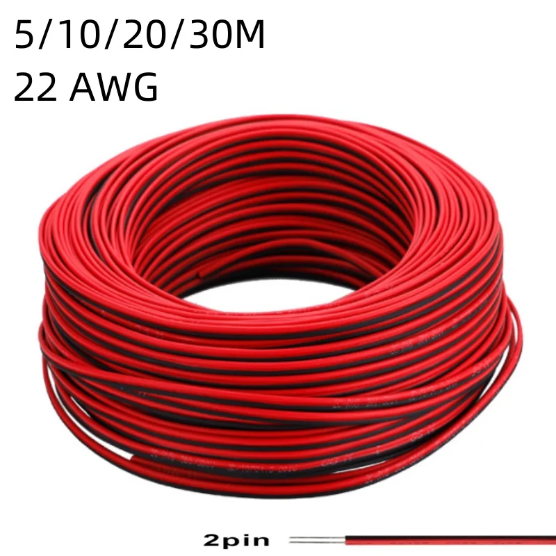 5/10/20/30 M 2pin 22 AWG UL2468 2*0.5 มม.ใช้สําหรับ 12 V 24 V LED Strip เทป String เชื่อมต่อสายไฟ