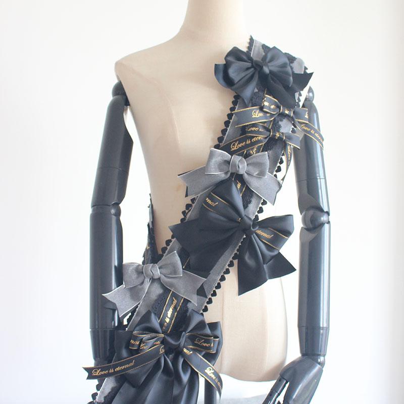 Dophee Original Handwork Gothic Subculture Lolita Gorgeous Bow Ribbon All-match Anime Animation Kummerbund Cosplay Accessory