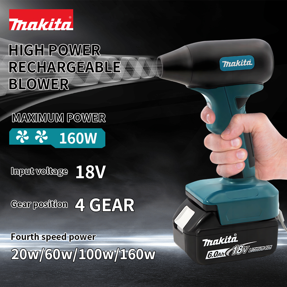 Makita 18V แบตเตอรี่ Brushless Electric Air MINI Turbo Blowers Jet พัดลมรุนแรงรถสัตว์เลี้ยงเครื่องเป่ามือถือฝุ่นปรับเป่าเครื่องมือ