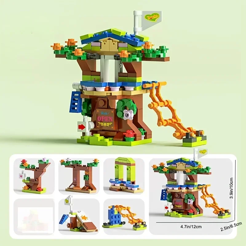 6in1 NIEUWE Boomhut Boomhut Blokken Meisjes Kasteel Kamer Klimglijbaan Klassiek Model Bouwstenen Sets Bakstenen Kid Gift Speelgoed Stad