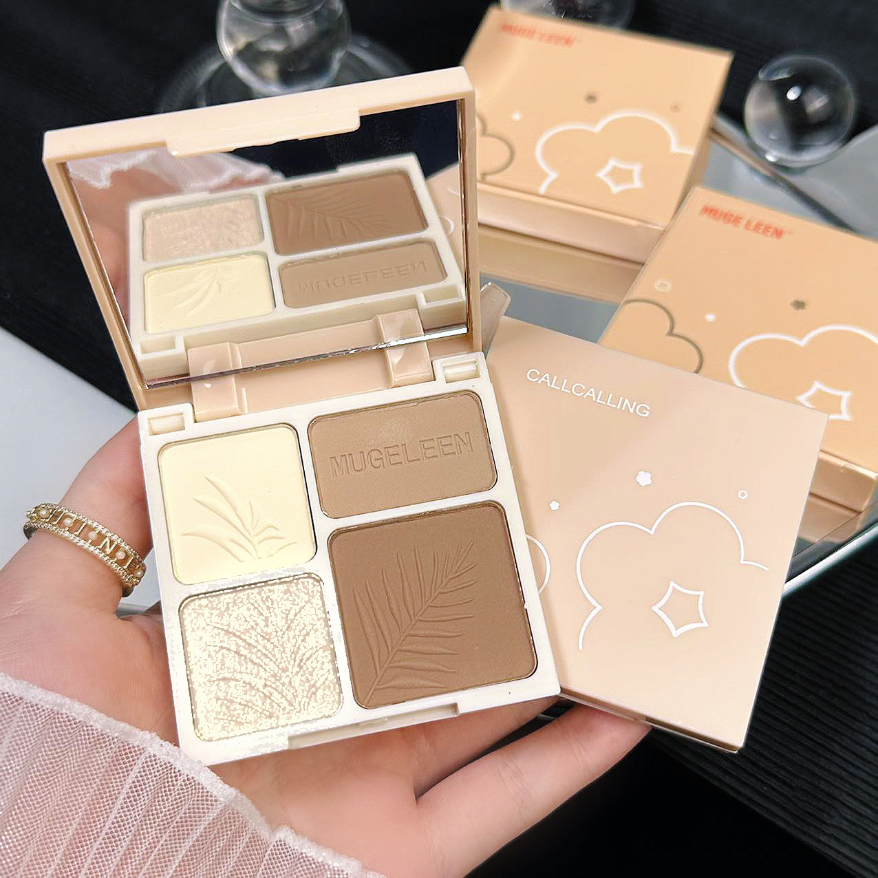 4 color Facial Makeup Highlighter Contouring Palette Cosmetics Full Coverage Glitter Nose Shadow Brighten Contour Palette Makeup