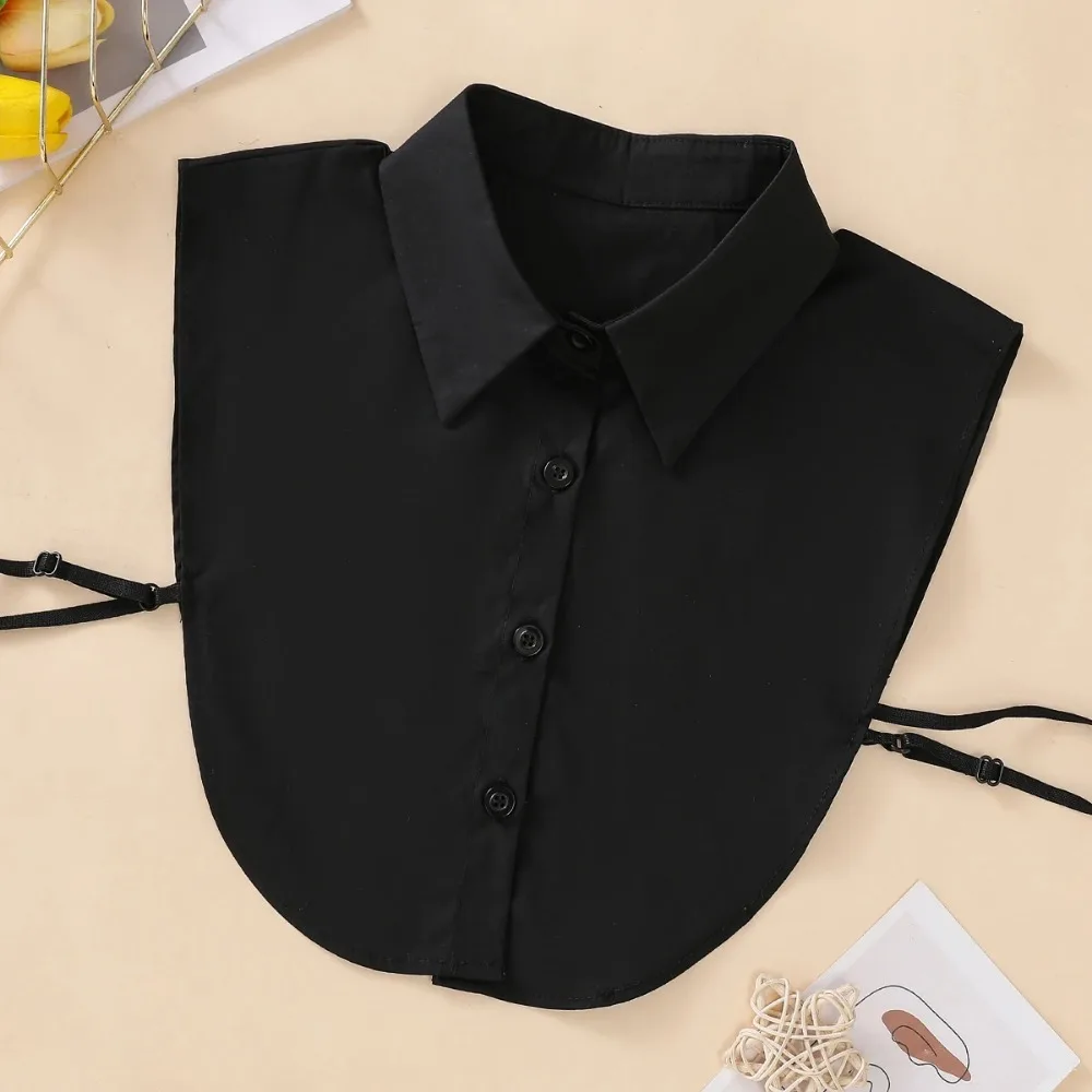 Colar falso de algodão da moda feminina, gola falsa estilo meia camisa simples, gola destacável versátil e conveniente