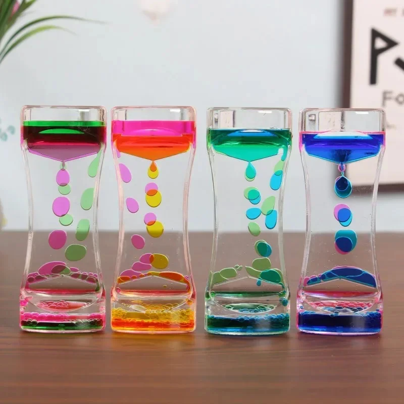 Liquid Motion Bubbler Timer Pack of สีสันนาฬิกาทราย Liquid Bubbler Fidget Sensory ความวิตกกังวลออทิสติกเด็กกิจกรรม Calm Relax