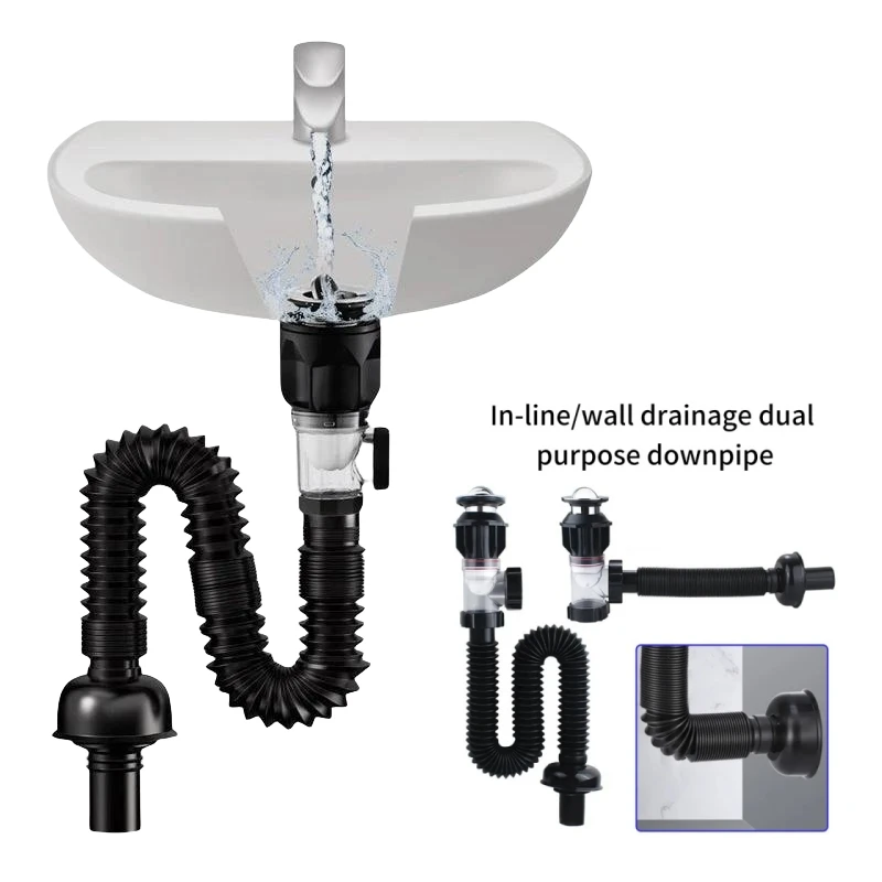 Nuevo Juego de tubos de drenaje de fregadero abatibles, desodorante retráctil, drenaje de alcantarillado, manguera de agua, escurridor de lavabo, accesorios de baño y cocina