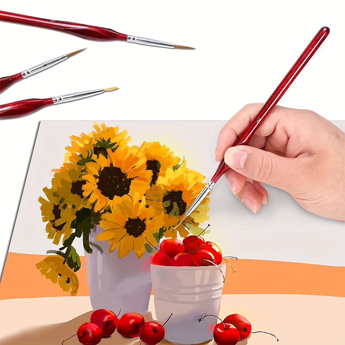 10 Uds pincel de pintura de detalles finos pinceles de pintura en miniatura para Mini juego de pinceles de pintura para acrílico, acuarela, aceite, cara, uñas