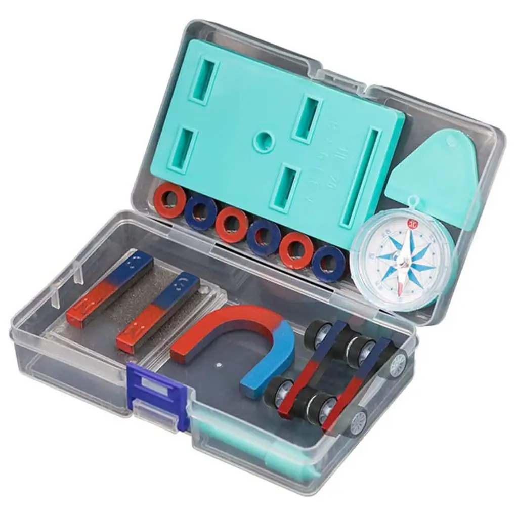 1 Juego de laboratorios de ciencia Junior, juegos de magnetismo, anillo de barra, experimento educativo, imanes inquietos, herradura, brújula, Kit de herramientas, regalos para niños