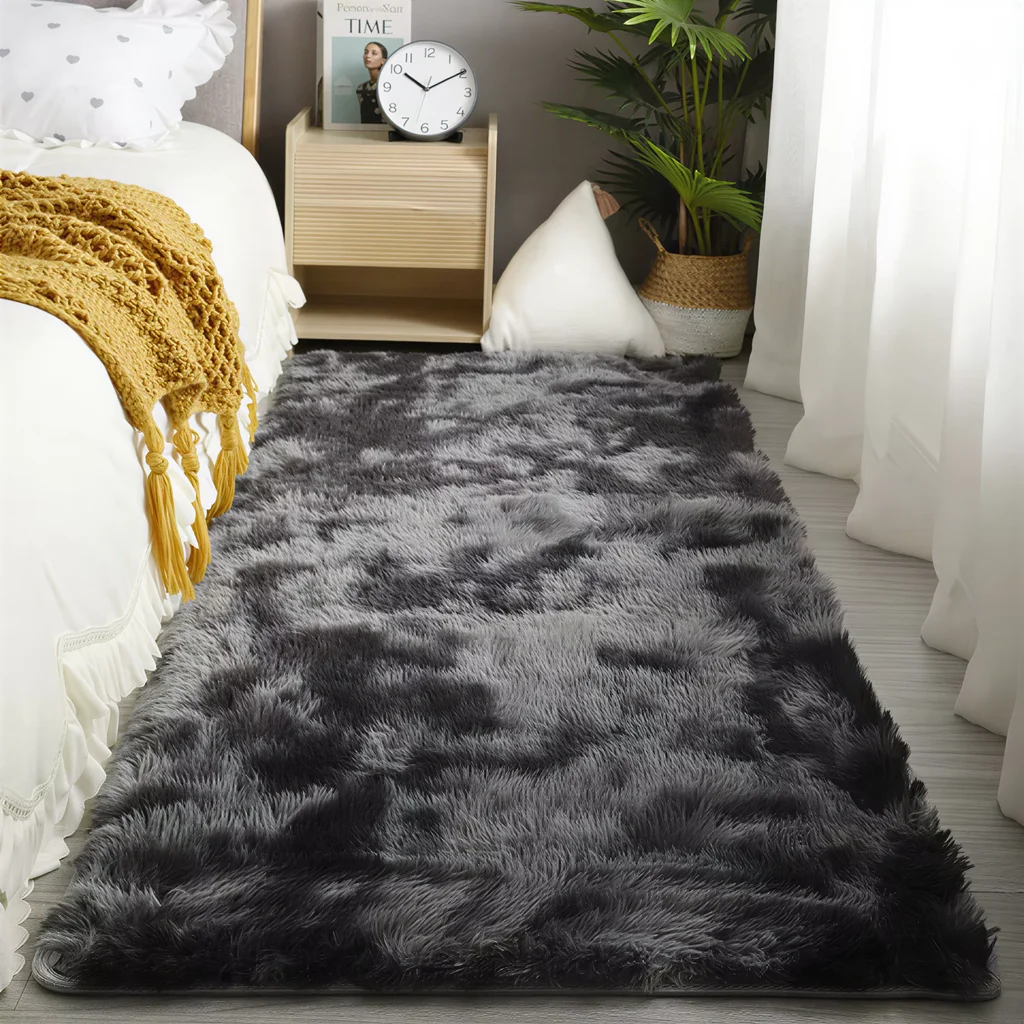 VIKAMA-alfombras suaves para dormitorio, alfombra esponjosa antideslizante teñida con lazo, peluda, de felpa, suave, peluda, para mesita de noche, sala de estar