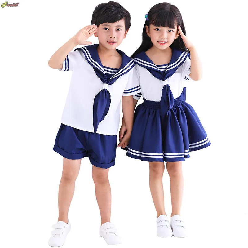 Japanischen Anime Navy Sailor Kostüm Uniform Blau für Mädchen Jungen Halloween Party Schule Phantasie Kleid Fliege