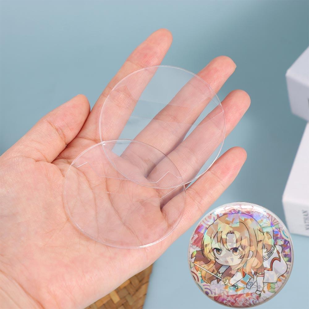 5Pcs Badge Protector Ita Bag Pin Case Transparent Protective Badge Display Sleeve Round Anime Badge Protective Sleeve